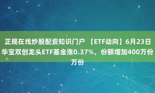 正规在线炒股配资知识门户 【ETF动向】6月23日华宝双创龙头ETF基金涨0.37%，份额增加400万份